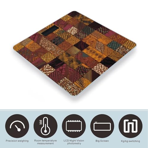 Balanza digital de baño estilo patchwork africano vidrio templado miniatura 3