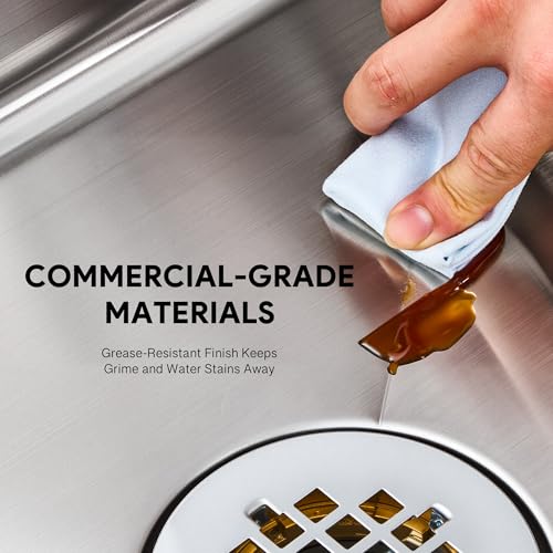 Image of WILPREP Commercial Mop Sink, 19x16x8 Inch 304 Stainless Steel Utility Sink with Strainer & X-Shaped Floor Guides for Kitchen Laundry Garage Pet Salon