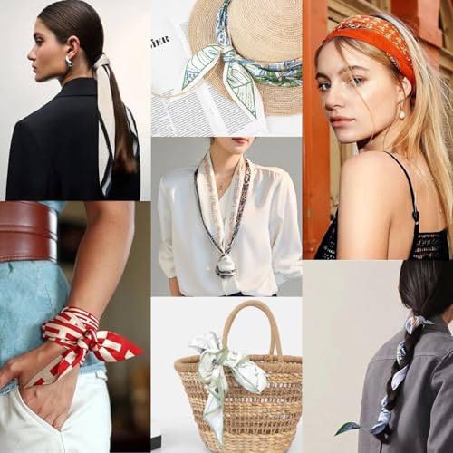 Head Scarf Hair Scarf for Women Fashion Silky Stain Scarfs Purse Scarf3