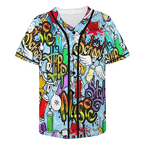INTERESTPRINT Men's Graffiti Spray Urban School Youth Street Art Athletic Basic Button Down