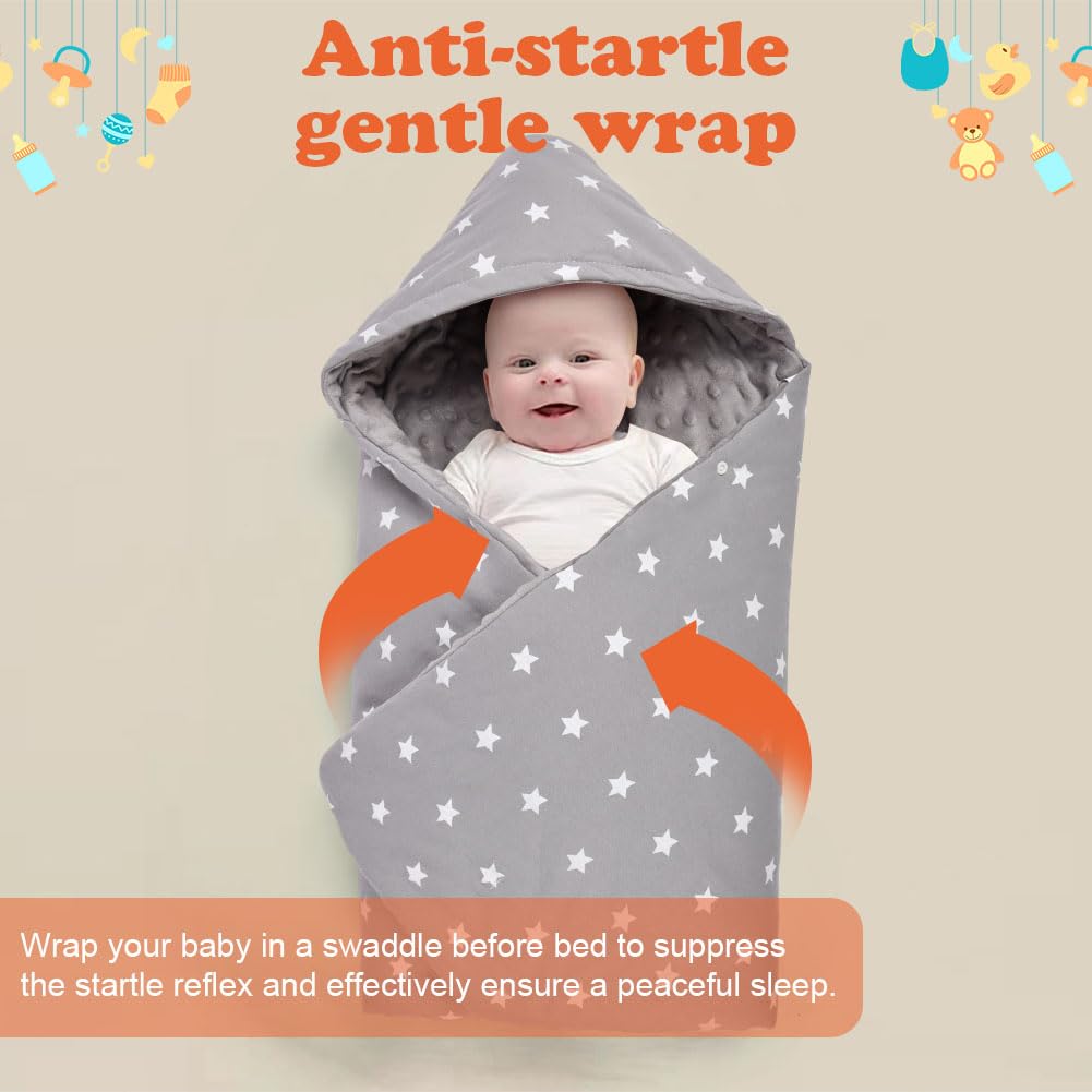 Aolso Baby Coperta trapuntata, 2pcs 100% Cotone Bifacciale Multifunzionale Coperta per seggiolino, con Cappuccio per Passeggini Marsupio, Copri marsupio(stile a cinque punti)