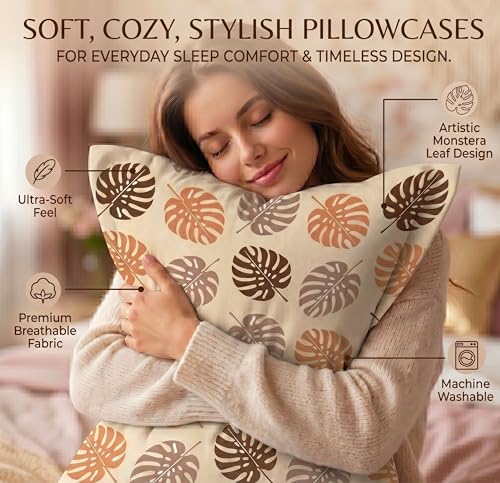 Image of VAS COLLECTIONS Cotton Pillow Cover Set of 2 (17x27 Inches) | Ultra Soft Breathable Pillow Cases for Bed | Skin Friendly, Fade Resistant & Comfortable Pillow Covers for Bedroom Decor (Light Beige)