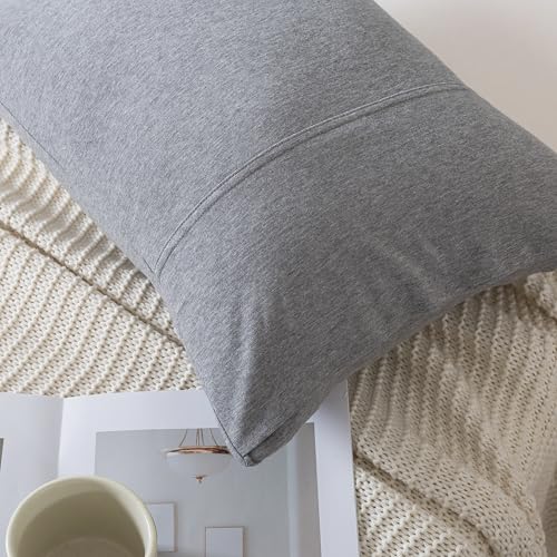 Image of H HOUSEHOLD 2-Pack Pillowcases 100% Cotton Knit Envelope Style, Ultra Soft Breathable Standard 13x18 Inch Pillow Cover, Machine Washable Elegant Gray
