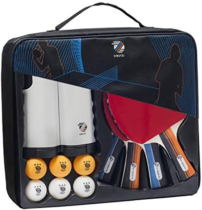 ZIRUTZI Table Tennis Set with Retractable Ping Pong Net for Any Table - Ping Pong Paddles Set of 4-6 Ping Pong Balls - 1 Portable Ping Pong Set Case - Complete Ping Pong Set to Play Anywhere
