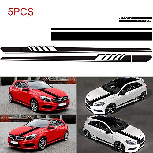 SELUXU 5 piezas Pegatinas para el Cuerpo del Coche, diseño de Rayas y Campanas de Carreras