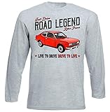  Teesandengines Men\'s FIAT 128 Coupe 1300 Vintage Grey Long Sleeved T-Shirt Size XXLarge