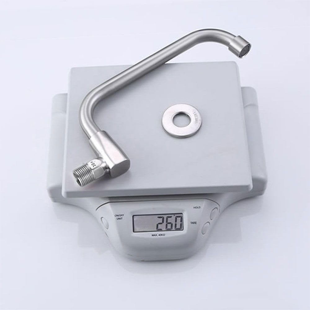 HomeLava Grifo de cocina monofrío semiautomático de pared en acero inoxidable, Grifo de cocina de pared para un solo frío, Caño giratorio 25cm, Cromado-B