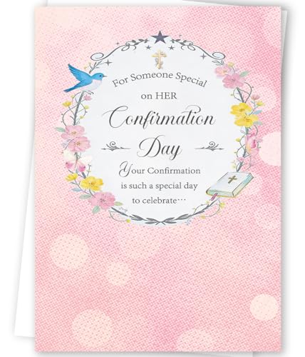 FANCYLUCKY Christian Confirmation Card for Teen Girls, Catholic Confirmation Day Card for Daughter Granddaughter Goddaughter