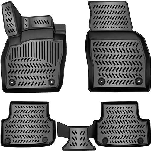 ELMASLINE 3D Tapis de Sol pour VW Polo 6 (VI) (2017-2025) | Tapis de Voiture en Caoutchouc avec Bords Extra Hauts | Accessoires Auto