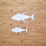 Yellowfin Tuna Fish Silhouette Sticker Decal Vinyl - 2 Pack White, 5 Inches, 7 Inches - No Background Die Cut for Car Boat Laptop Cup