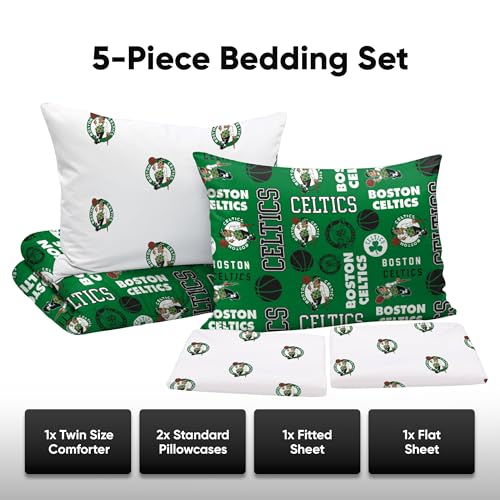 Foco BKTNBTW5PK Boston Celtics Nba Team Color Bed In A Bag Comforter Bedding 5 Piece Set thumb #2