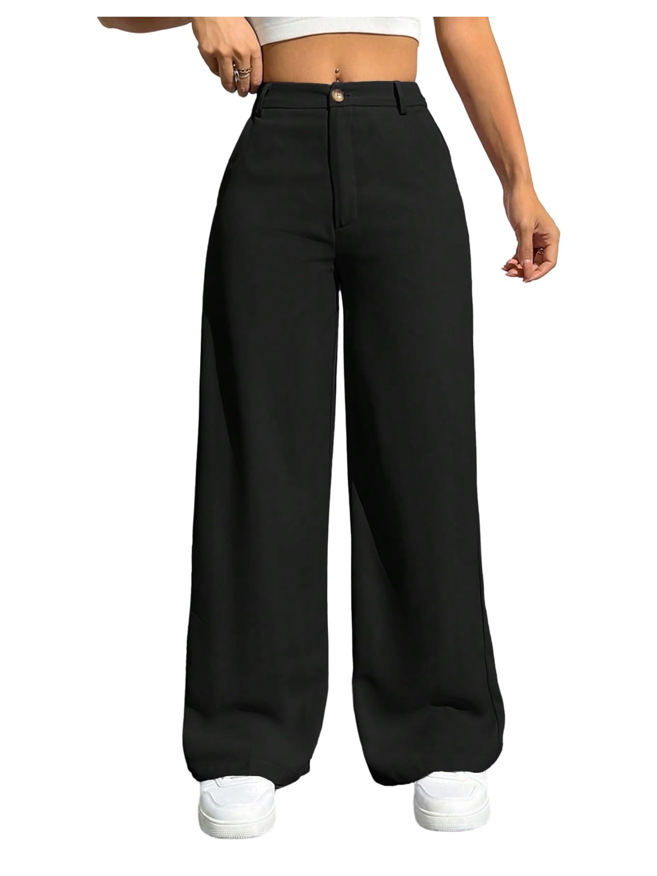 SOLY HUX Womens High Waisted Pants Straight Leg Casual Work Long Trousers