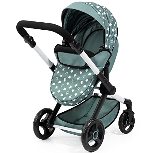 Bayer Doll Stroller Xeo: Realistic Baby Pram for Kids, Green Stars with Handbag, Ages 3+ by Bayer - Image 3