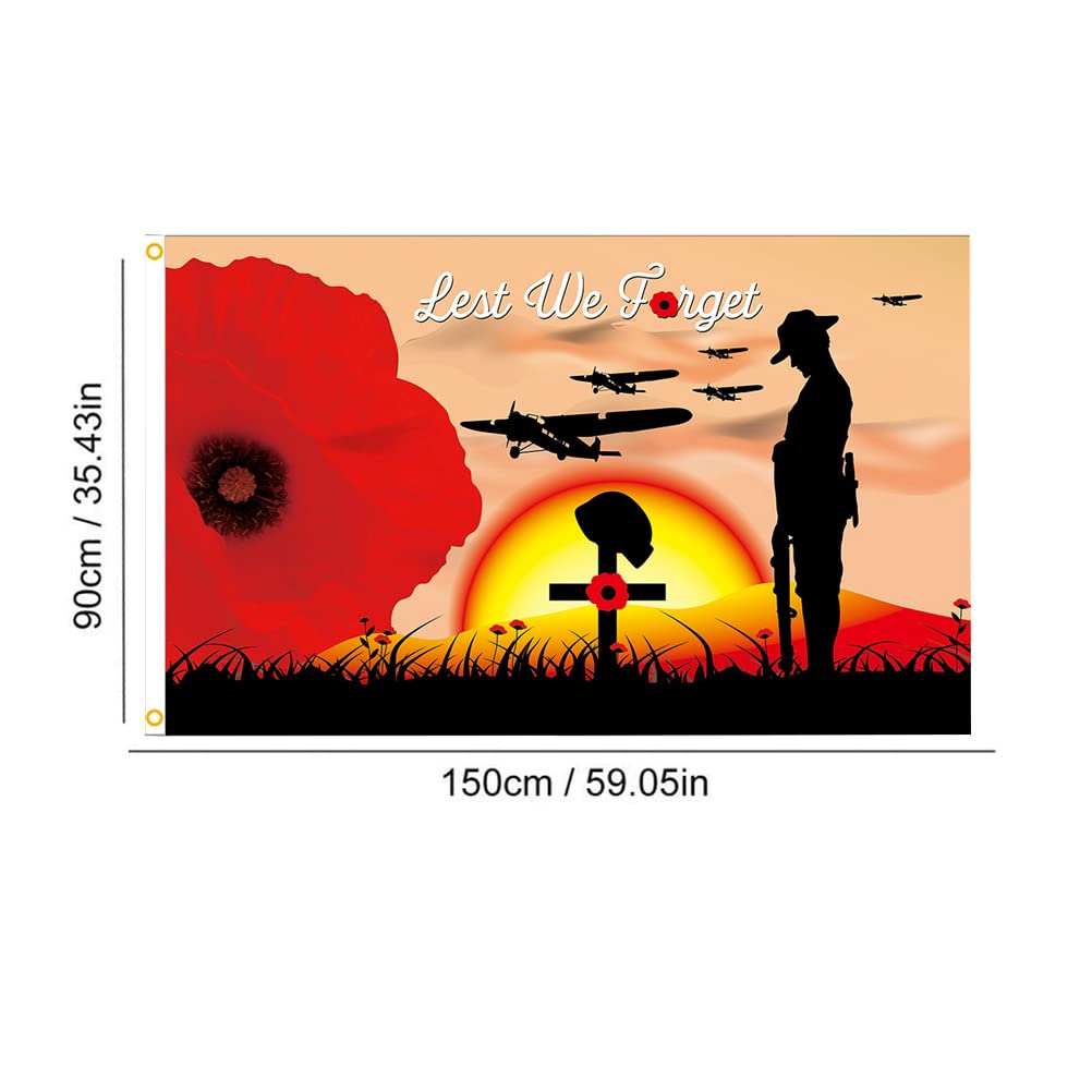 Rvtkak 90 x 150cm Remembrance Day Banner Flag for House Outdoor Flag Single Layer Polyester Banner, Style 1, 90*150cm - Image 4