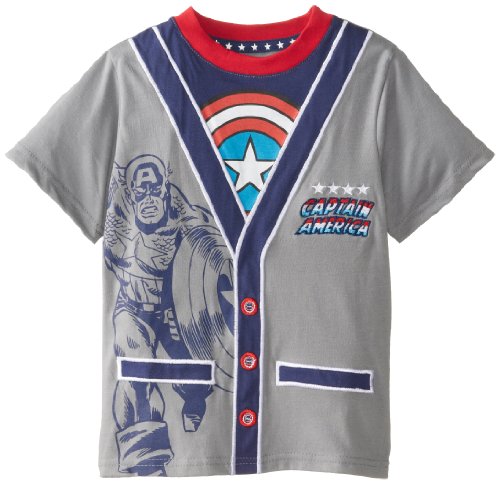 Marvel Boy's Captain America Ca-Rdigan Juvy, Heather Grey, 7