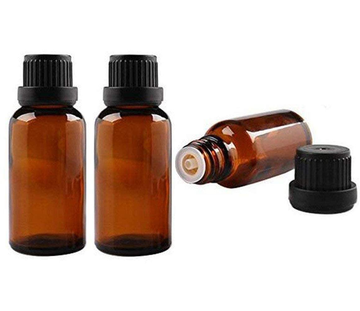 Amber Glass Bottle Set | 24 PCS with Autolock Black Cap for Essential Oils | Perfume and Solvents | Ideal for Medicine | Aromatherapy and Cosmetic Liquids | Small Glass Bottles (50ML)-image-30
