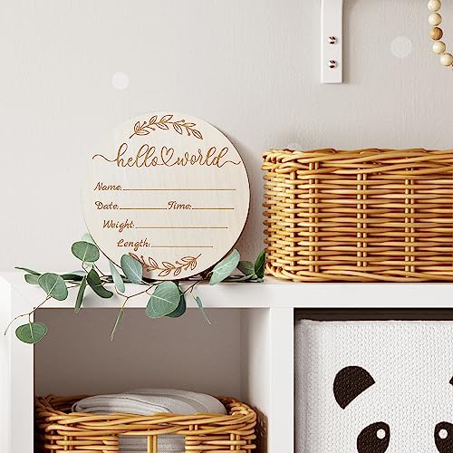 Zieyomi Baby Announcement Sign, Hello World Newborn Sign, Wooden Baby Name Sign For Nursery, Birth Announcement Sign For Hospital, Welcome Baby Sign Announcement Board For Photo Prop Baby Shower #TOP4