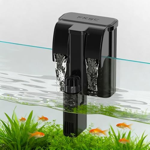 FKSC Hang On Back Aquarium Filter Up 20 Gallons Fish Tanks, 3-Stage Multi-Stage Filtration with Surface Skimmer, Ultra Quiet HOB Power Waterfall Filter for Freshwater