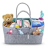 Baby Diaper Caddy Organizer - Portable Storage Basket - Essential Bag for Nursery, Changing Table and Car - Great for Storing Diapers, Bottles, Baby Wipes, Baby's Toys & Pacifiers - Mint