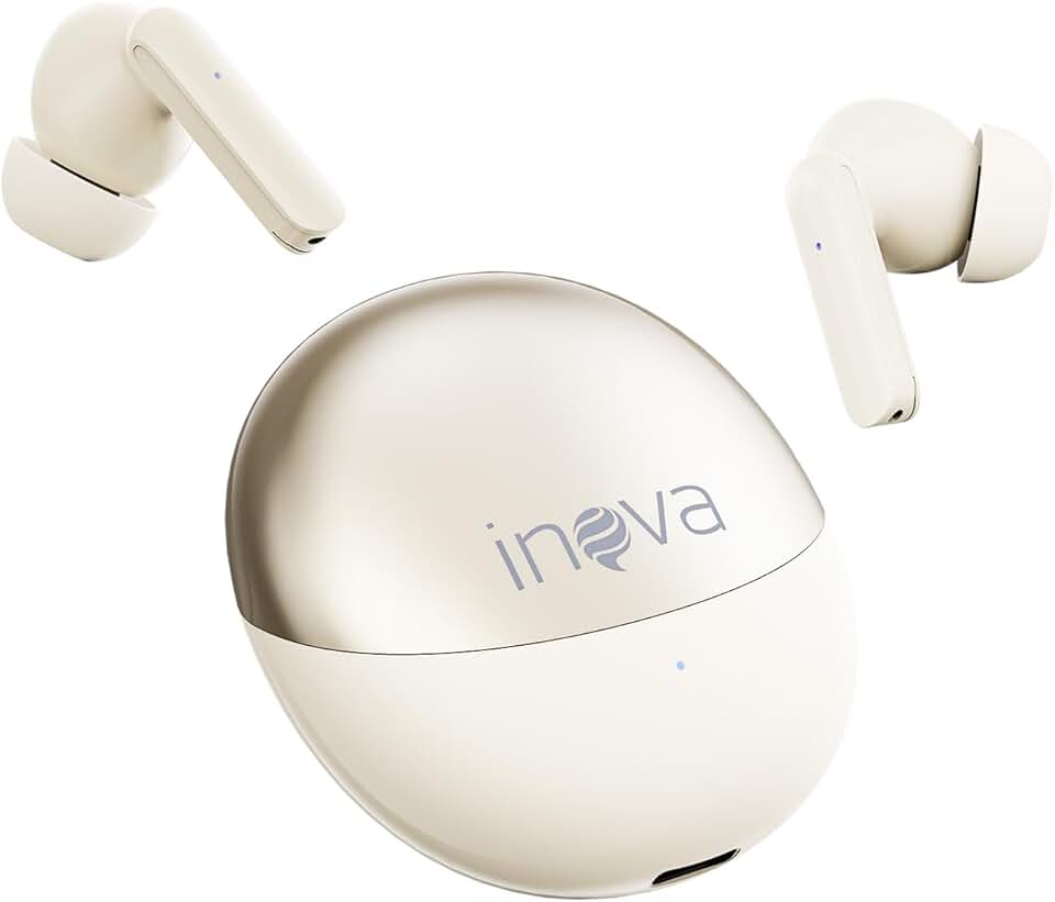 INAVA Fone de Ouvido Bluetooth,Bateria 30H,Drivers Duplos, 6 Microfones Chamadas Nitidas AI, Som Hi-Res,Fones de Ouvido para iPhone e Android (Rosa)