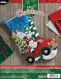 Bucilla Felt Applique Stocking Kit, The Christmas Drive, 18-Inch, 86663