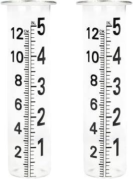 5 Capacity Rain Gauge Replacement Tube,2 Pcs Glass Rain Gauges Tube for Garden Yard Outdoor