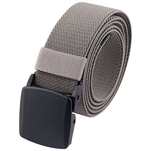 moonsix Men's Elastic Belt,Outdoor Military Tactical Duty Web Belt with Plastic Buckle,Grey