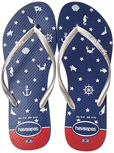 Chinelo Slim Nautical, Havaianas, Feminino, Marinho/Prata, 39/40