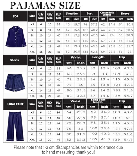 Womens 4Pcs Satin Pajamas Set Silk Pajama Sets Silky Sleepwear Long Pj Set Loungewear Soft Pjs Nightwear XS-XXL2