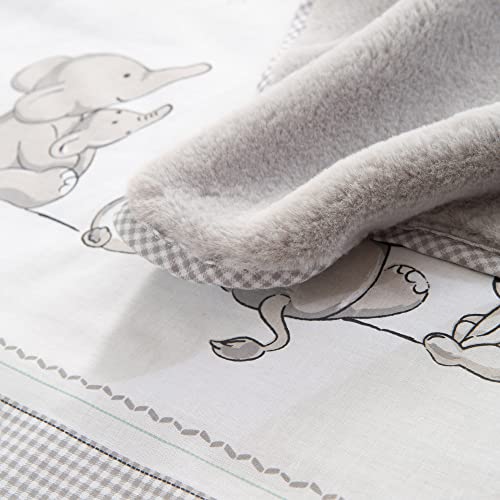 roba Babydecke Sternenzauber - 80 x 80 cm - Baby Kuscheldecke mit Sternen & Elefanten Motiv - Kinderdecke aus weicher Baumwolle - Weiß / Hellgrau