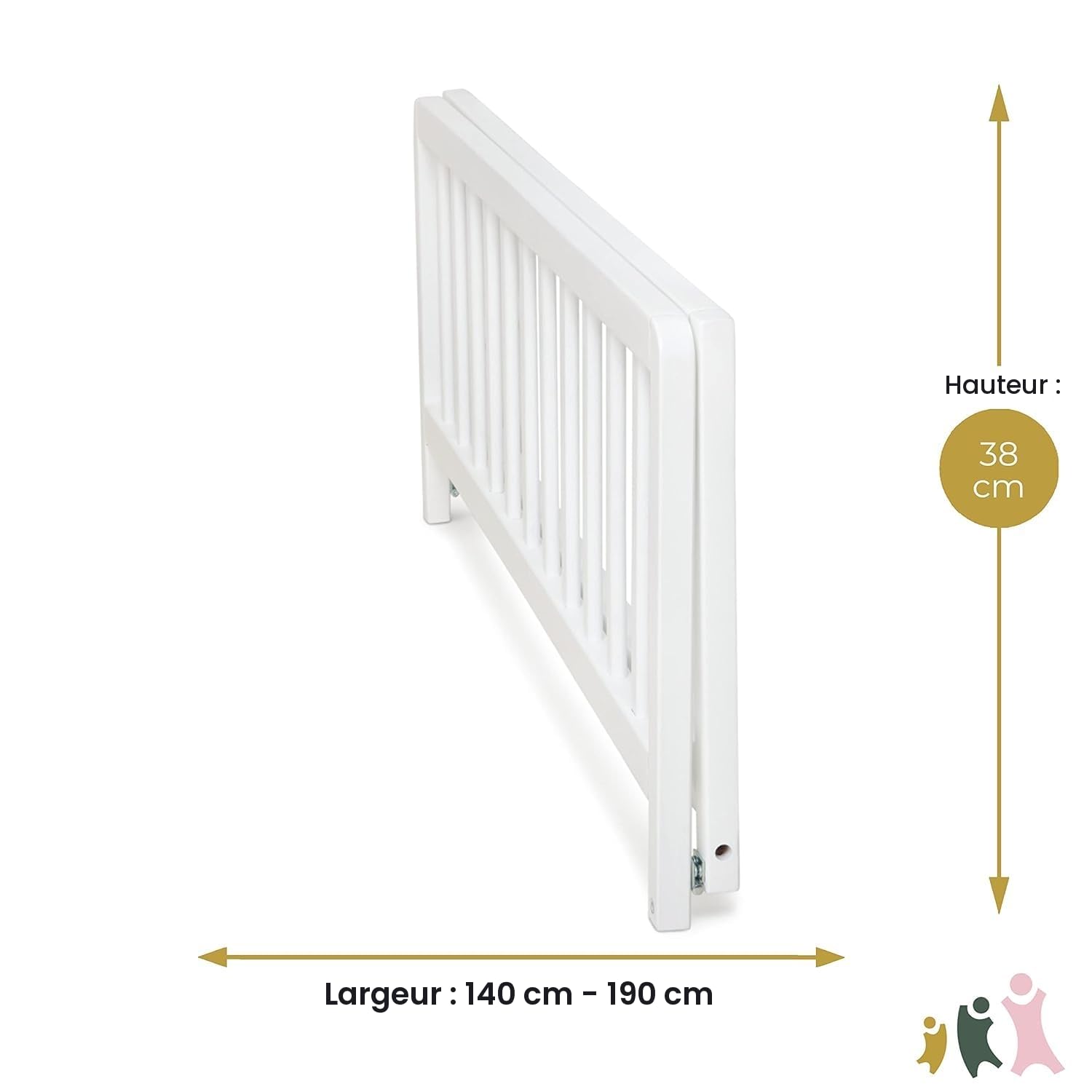 Geuther Barrière De Lit – Barrière De Sécurité Enfant Lit en Bois De Hêtre – Barrière Lit Bébé – Barrière De Lit Adulte – Barrière Pliable Solide Et Esthétique (White, 110x38 cm)