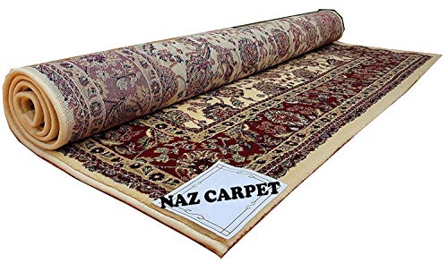 Image of Kashmiri Traditional Woollen Carpet with Advanced 1 Inch Thickness & Classical Look 120x180cm (4x6 Feet) Color Ivory