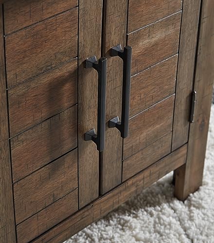 Signature Design by Ashley Moriville End Table, Brown Side Table | Space-saving side table with cabinet, Acacia wood solids, Veneer and MDF substrate, Living room storage - image 9