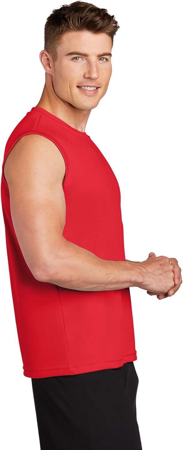 Mens Sleeveless Moisture Wicking Muscle T-Shirts. XS-4XL Small True Red