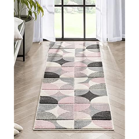 Well Woven Landon Light Pink Circles Geometric Modern Rug 67 x 220 cm (2'3" x 7'3" Runner ft.) Cover