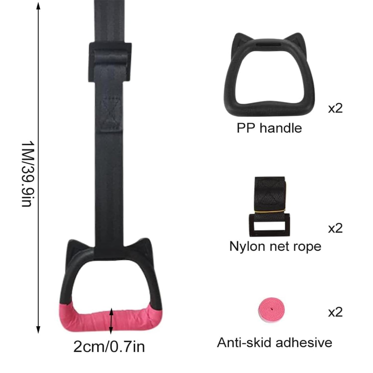 Joyzzz Gymnastic Rings, 2 Pcs Fitness Exercise Strength Training Gym Rings, Children Trapeze Bar Pull Up Gym Rings, Children Workout Rings with Adjustable Straps for Stretching and Height Increase