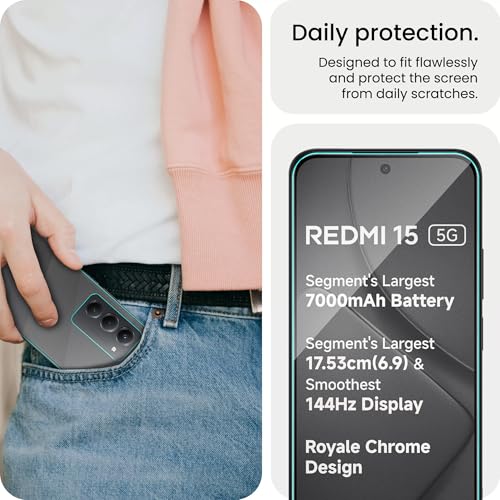 Image of FIRST MART Front Tempered Glass and Back Nano Membrane for Redmi 15 with Installation Kit | Edge-to-Edge, Scratch Resistant, Case-Friendly | Black