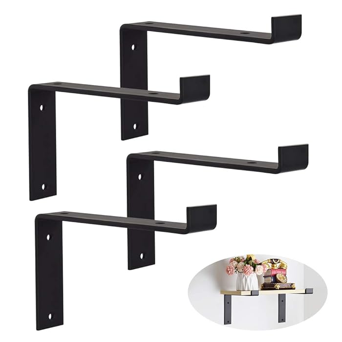 Buy TLBTEK 4PCS 7.25Inch Industrial Black Floating Shelf Brackets Wall