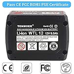 TENMOER 2 Pack 9.0Ah Compatible with Milwaukee M12 Battery Replacement for Milwaukee M12 12V Batteries 48-11-2460