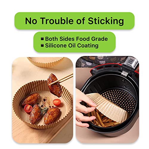 Finece Air Fryer Liners Round, 100Pcs For 2 To 5 Qt Air Fryer Disposable Paper Liner, 6.3 Inch Unbleached Non-Stick Oil-Proof Parchment Paper #TOP4