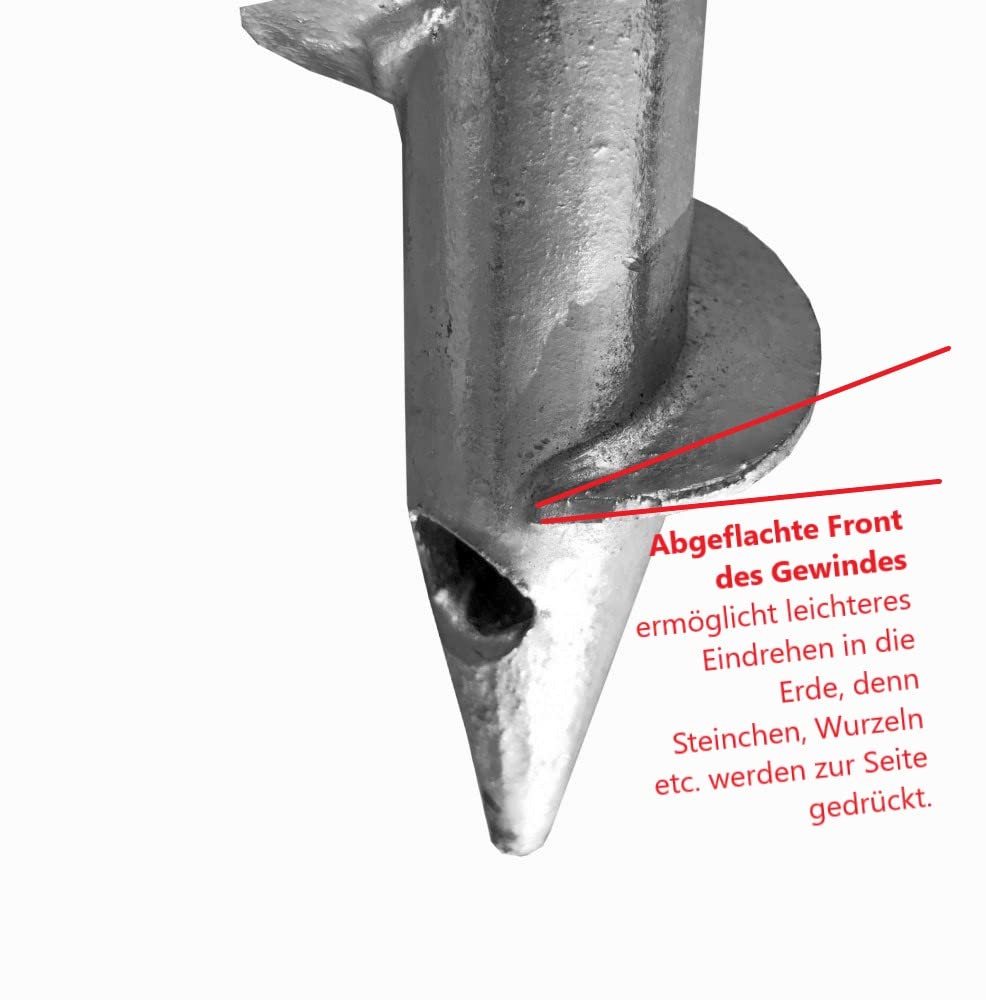 Kräftige Einschraubbodenhülse für runde Pfosten bis max. ø 34 mm, feuerverzinkter Stahl, mit Stellschraube, wahlweise inkl. Eindrehstange (5 Stück mit Eindrehstange)