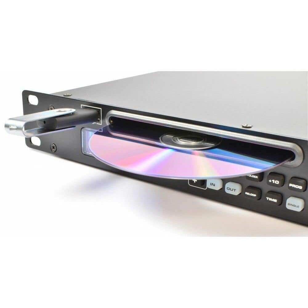Power Dynamics PDC-35 DJ Party PA Media-Player-Rekorder CD-Player (USB-SD, Aufnahmefunktion, 19 Zoll - 1HE Rack-Einbau) schwarz