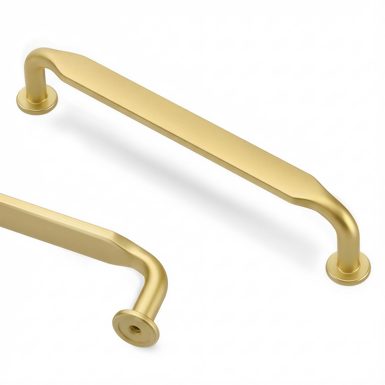 Goldenwarm 10 Pack Gold Kitchen Cupboard Handles 5-1/16Inch(128mm) Hole Centers Gold Handles for Drawer, Cabinet, Cupboard, Dresser, Wardrobe, Solid Zinc Alloy