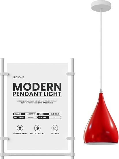 LEDSone LEDSone Moderne industriële traan opknoping plafondlamp rode hanglamp, oogbol ontwerp moderne lichttinten E27 lamp armatuur (rood)