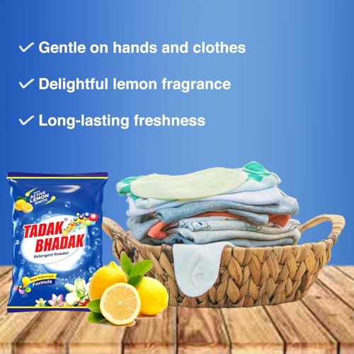Image of Tadak Bhadak Detergent Powder, 12 kg Bumper Pack - All in One Formula