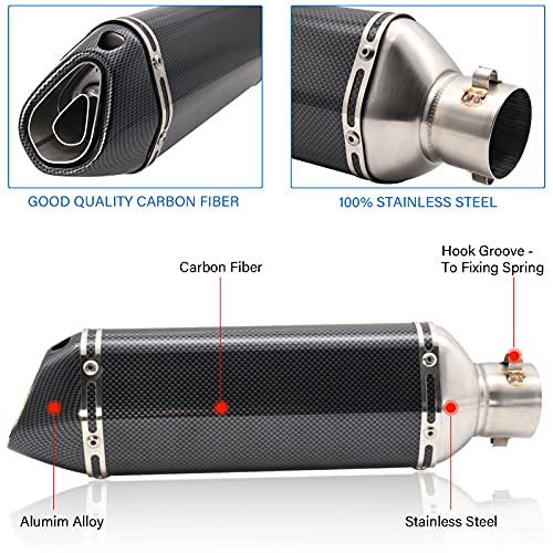 Image of Motorcycle Slip On Muffler,1.5-2 inch Carbon Fiber Unversal Slip on Silencers & Mufflers For Dirt Bike Street Bike Scooter ATV Racing Pipes