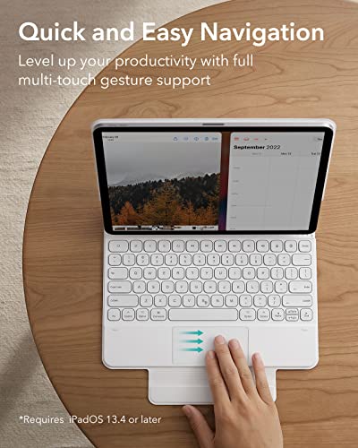 Esr Rebound Magnetic Keyboard Case, Ipad Case With Keyboard Compatible With Ipad Pro 12.9, Easy-Set Floating Cantilever Stand, Precision Multi-Touch Trackpad, Multi-Color Backlit Keys, White #TOP4