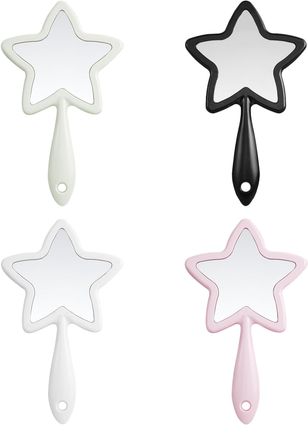 SHERCHPRY 4 Pack Star Shaped Mirror Handheld Makeup Mirror with Handle Small Travel Compact Vanity Cosmetic for Women Girls Home and Travel Use