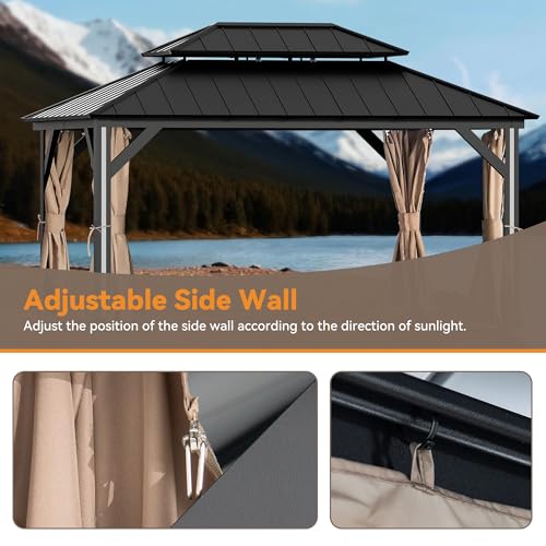 Covered Outdoor Gazebo Curtain Replacement Universal 4-Panel Sidewalls 12' x 16', Outdoor Gazebo Privacy Curtains with Zipper, Replacement for Outdoor, Patio Canopy, Garden and Backyard (Curtain Only) - Image 3