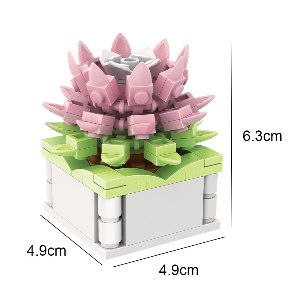 Aigidusansu Baustein-Set, Sukkulentenpflanze Bonsai-Blumen DIY Blöcke Set, kreative Heimdekoration Bauspielzeug für Erwachsene Kinder (Hundert Kräuter-Liebeslied) - Image 3